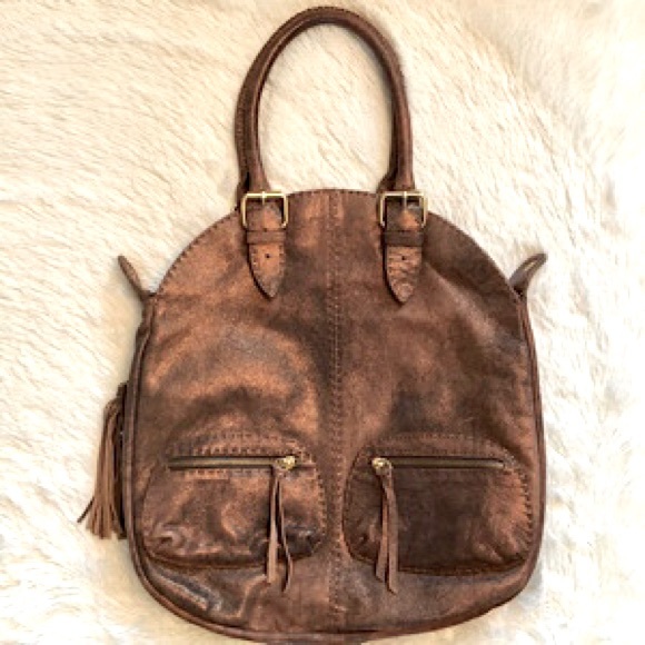 “NEW” Carla Mancini Bronze Shimmer Fold-over Bag - Picture 3 of 13